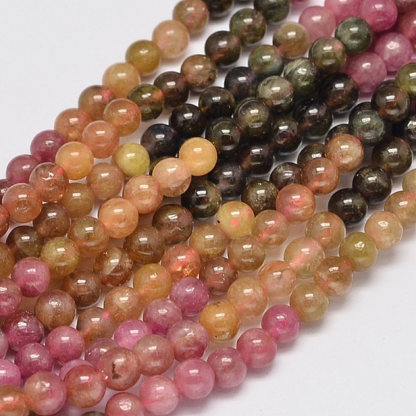 

PandaHall Round Natural Tourmaline Beads Strands, Grade A, 4.5~5mm, Hole: 1mm, about 73pcs/strand, 15.7 inch Tourmaline Round