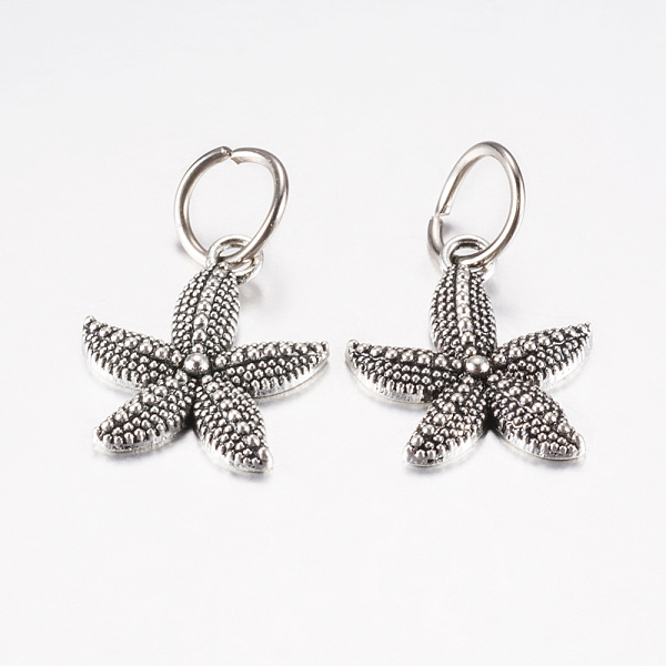 

PandaHall Tibetan Style Alloy Pendants, Starfish/Sea Stars, Antique Silver, 22.5x19x3mm, Hole: 7.5mm Alloy Starfish