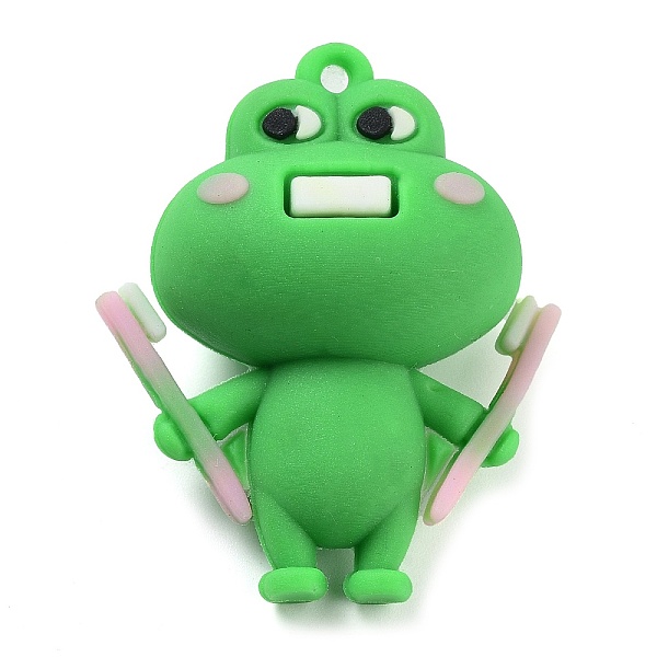 

PandaHall PVC Plastic Big Pendants, Frog, Pink, 50.5x42x23.5mm, Hole: 3mm PVC Frog Pink