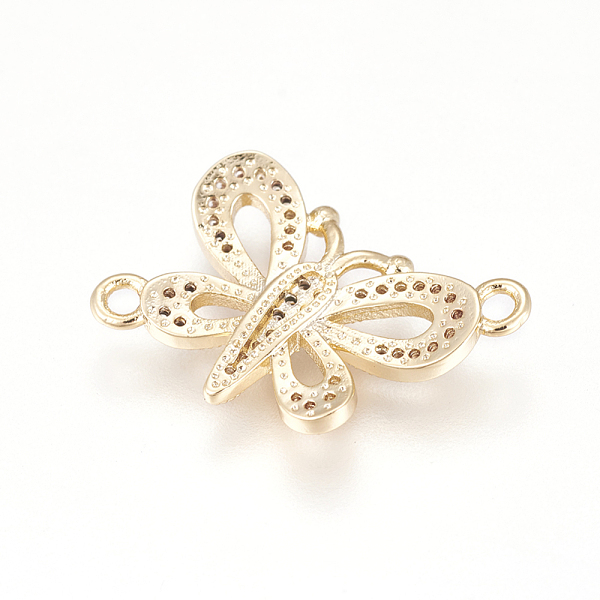 

PandaHall Brass Micro Pave Cubic Zirconia Links, Long-Lasting Plated, Lead Free & Cadmium Free & Nickel Free, Butterfly, Clear, Real 18K...