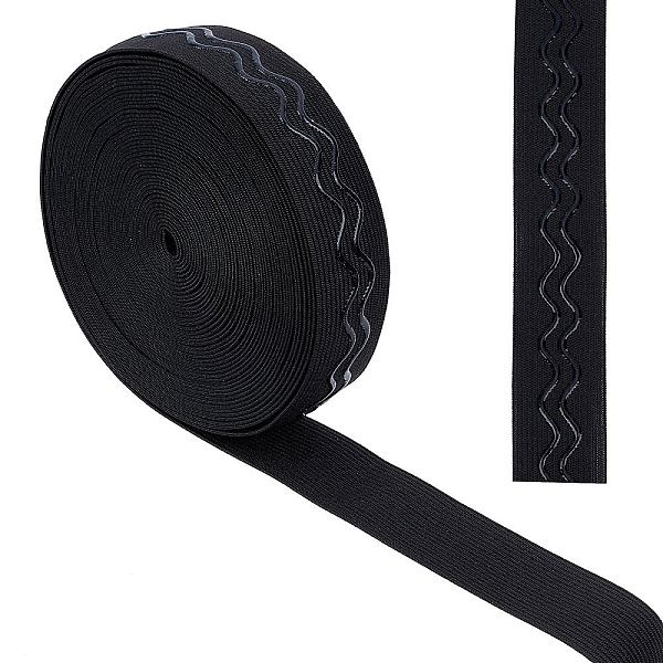 

PandaHall GORGECRAFT 10Ydsx 1.2 Inch Black Non-Slip Silicone Elastic Gripper Band Wave Tape Webbing Stretchy Strap Spool Wavy Band Roll...