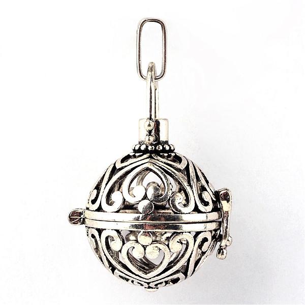 

PandaHall Rack Plating Brass Cage Pendants, For Chime Ball Pendant Necklaces Making, Hollow Round, Antique Silver, 28x26x22mm, Hole: 3x6mm...