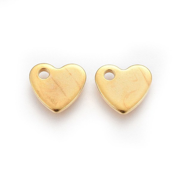 

PandaHall 201 Stainless Steel Stamping Blank Tag Pendants, Heart, Golden, 9.5x10.5x1.5mm, Hole: 1.9mm 201 Stainless Steel Heart