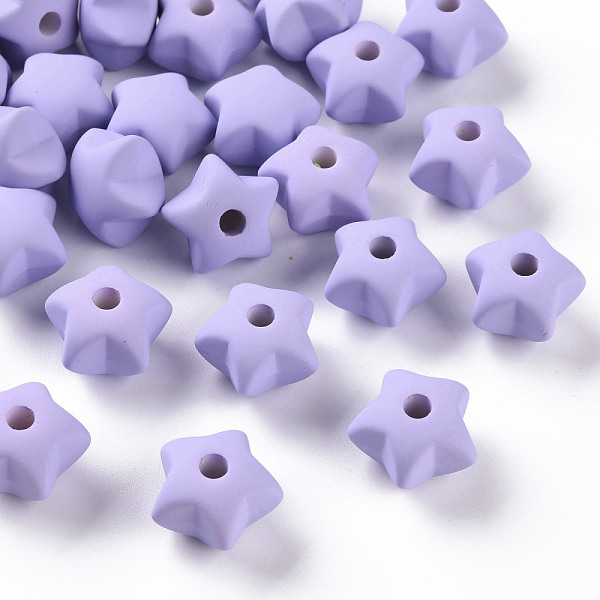 

PandaHall Acrylic Beads, Rubberized Style, Half Drilled, Star, Lilac, 16x17x11mm, Hole: 3.5mm Acrylic Star Purple