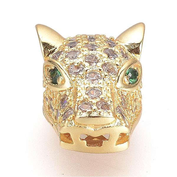 

PandaHall Brass Micro Pave Cubic Zirconia Slide Charms, Leopard, Golden, 17x10x7mm, Hole: 4x2mm Brass+Cubic Zirconia Leopard