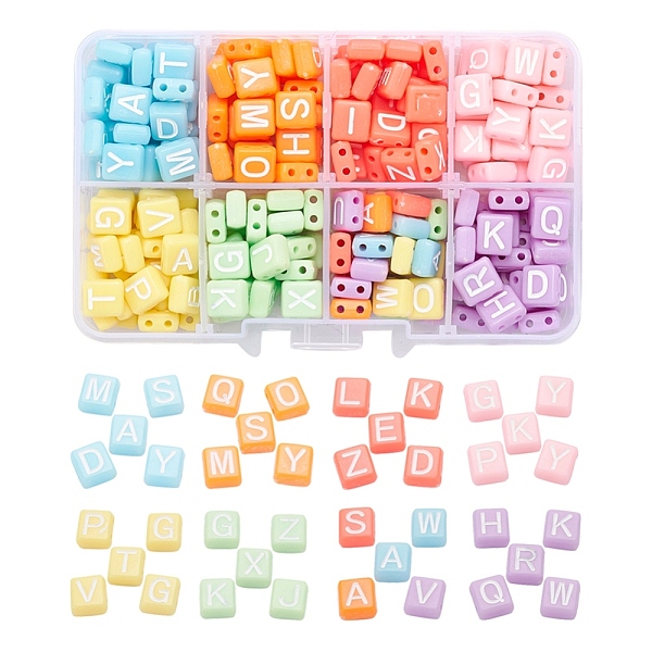 

PandaHall 240Pcs 8 Colors Opaque Acrylic Multi-Strand Links, for Tile Elastic Bracelets Making, Rectangle with Random Letter, Mixed Color..., Multicolor