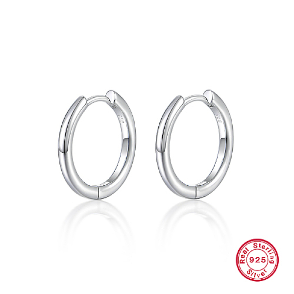 

PandaHall Rhodium Plated Platinum 925 Sterling Silver Hoop Earrings, Ring, 19x15mm Sterling Silver Ring