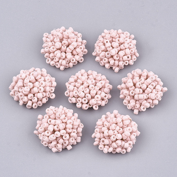 

PandaHall Glass Seed Beads Cabochons, with Iron Sieve Findings, Light Gold, Pink, 19~21x9~10mm Glass Others Pink