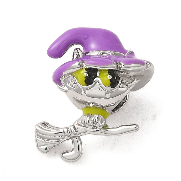 

PandaHall Halloween Brass Enamel European Beads, Large Hole Beads, Witch, Platinum, 16x14.5x10.5mm, Hole: 4.5mm Brass+Enamel Witch