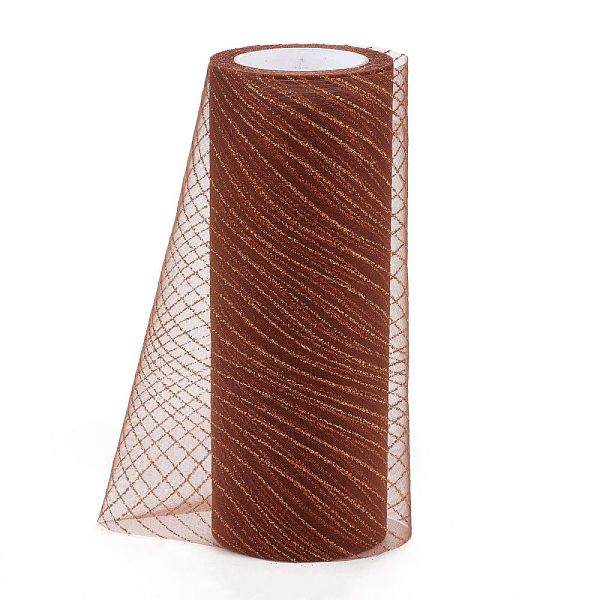 PandaHall Glitter Deco Mesh Ribbons, Tulle Fabric, for Wedding Party Decoration, Skirts Decoration Making, Saddle Brown, 5.9 inch(15cm)...