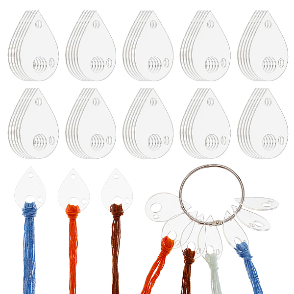 

PandaHall OLYCRAFT 50Pcs Clear Acrylic Bobbins with Hinged Ring Teardrop Acrylic Bobbins Cross Stitch Tread Bobbins Sewing Thread Winding...