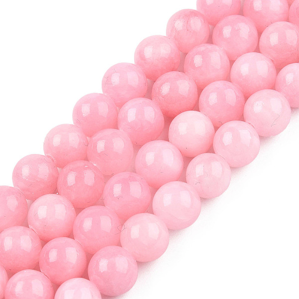 Chapelets de perles de pierres en jade jaune teinte