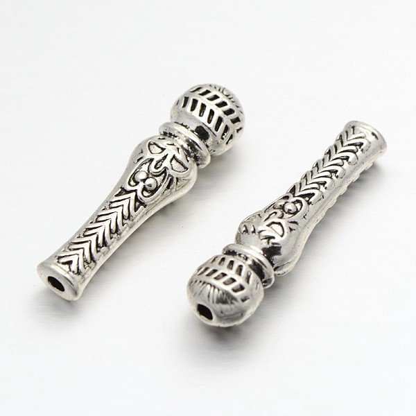 

PandaHall Tibetan Style Alloy Dorje Vajra Beads for Buddha Jewelry Making, Antique Silver, 34x9x7.5mm, Hole: 2mm Alloy