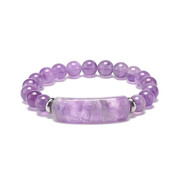 

PandaHall Natural Amethyst Beaded Stretch Bracelet, Gemstone Jewelry for Women, Rectangle Bar Charm Bracelets, Inner Diameter: 2-1/8 inch...