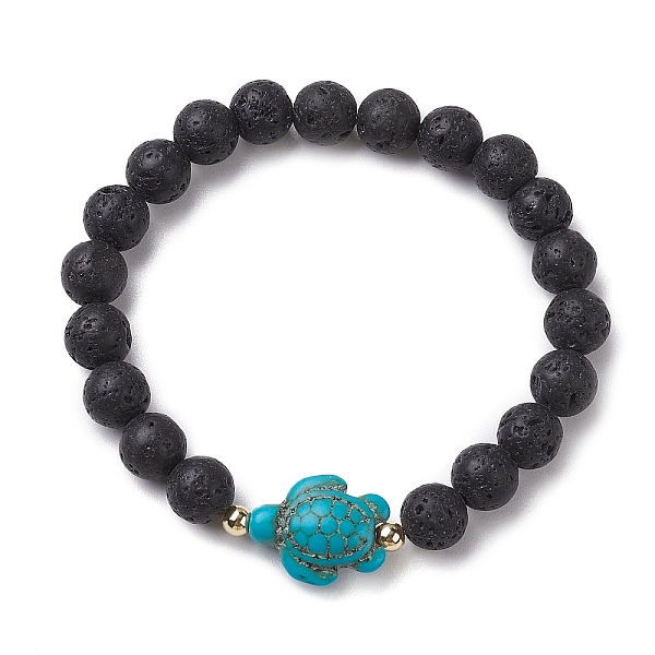 

PandaHall Round Natural Lava Rock Beaded Stretch Bracelets, Summer Beach Turtle Synthetic Turquoise Bracelets for Women Men, Inner Diameter...