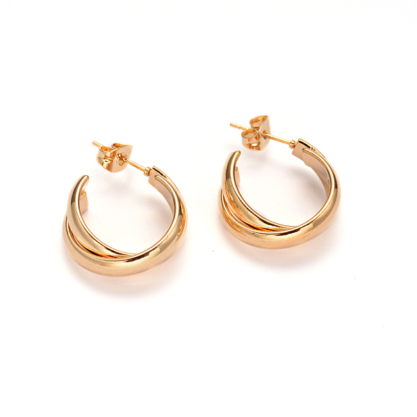 

PandaHall 304 Stainless Steel Stud Earrings, Half Hoop Earrings, Hypoallergenic Earrings, Golden, 26x19x7mm, Pin: 0.8mm 304 Stainless Steel...