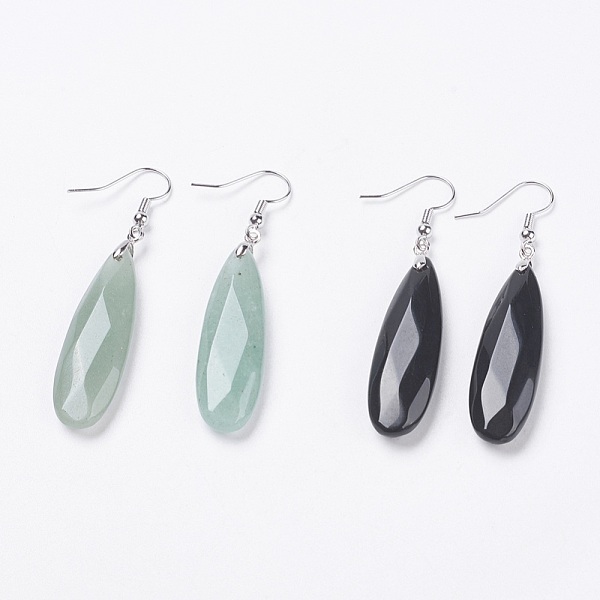 

PandaHall Natural & Synthetic Gemstone Dangle Earrings, with Platinum Tone Brass Findings, teardrop, Faceted, 58~60mm, Pin: 0.7mm Mixed..., Multicolor