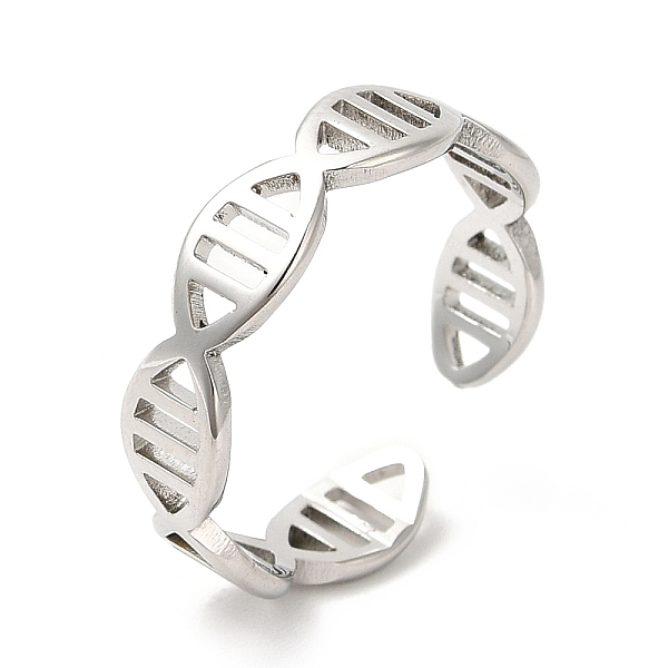 

PandaHall 201 Stainless Steel Ring, Open Cuff Ring, DNA Molecule Double Helix Structure Ring for Men Women, Stainless Steel Color, US Size 6...