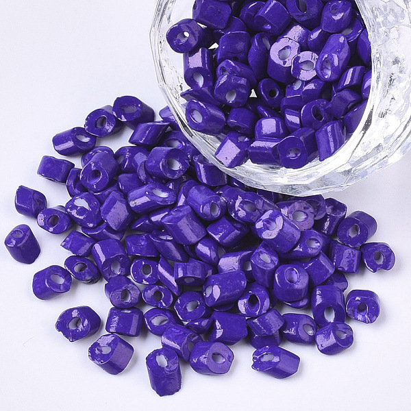 

PandaHall 6/0 Baking Paint Glass Seed Beads, Oblique Cut Beads, Opaque Colours, DarkSlate Blue, 6/0, 4~8x3.5~4.5x2.5~3mm, Hole: 0.9mm, about...