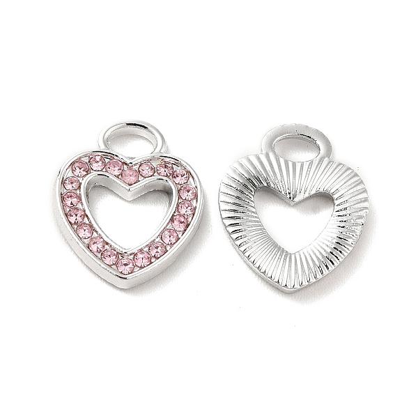 

PandaHall Rhinestone Pandants, with Rack Plating Platinum Alloy Findings, Nickel Free, Hollow Out Heart Charms, Light Padparadscha..., Pink