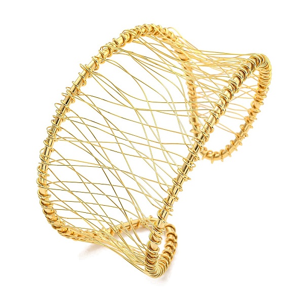 

PandaHall Ion Plating(IP) 304 Stainless Steel Cuff Bangles for Women, Real 18K Gold Plated, Inner Diameter: 2-1/2 inch(6.5cm) 304 Stainless...