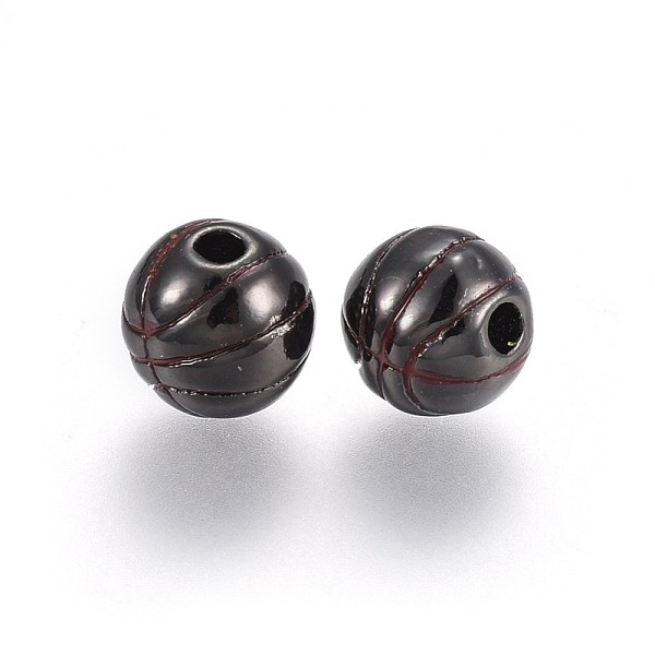 

PandaHall Brass Enamel Beads, Long-Lasting Plated, Basketball, Gunmetal, 9mm, Hole: 2.2mm Brass+Enamel Round