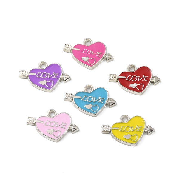 

PandaHall CCB Plastic Enamel Pendants, Platinum, Heart with Arrow and Word Love Charms, Mixed Color, 19x29x2.5mm, Hole: 2.5mm Plastic Heart..., Multicolor