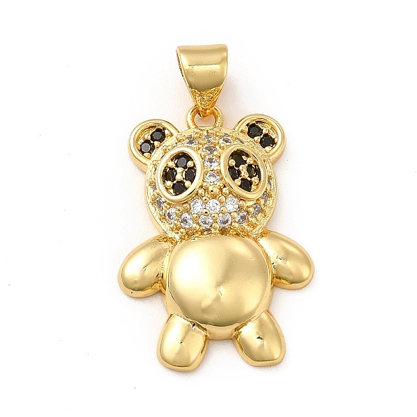 

PandaHall Rack Plating Brass Micro Pave Cubic Zirconia Pendants, Cadmium Free & Lead Free, Real 18K Gold Plated, Panda Charm, Clear & Black...