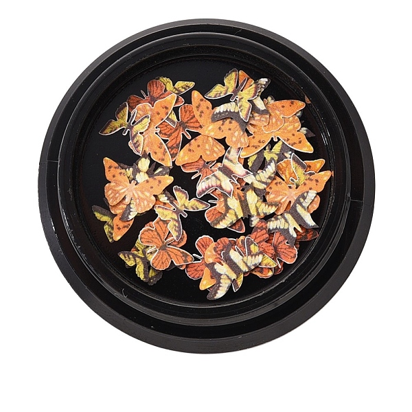 

PandaHall Paper Cabochons, Nail Art Decorations, Lifelike Butterfly, Saddle Brown, 4~8x5~10x0.1mm, about 50pcs/box Paper Butterfly Brown