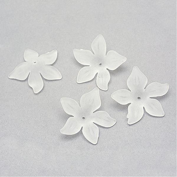 

PandaHall Transparent Acrylic Beads, Frosted, Flower, White, 29x27x7mm, Hole: 1.5mm, about 568pcs/500g Acrylic Flower White