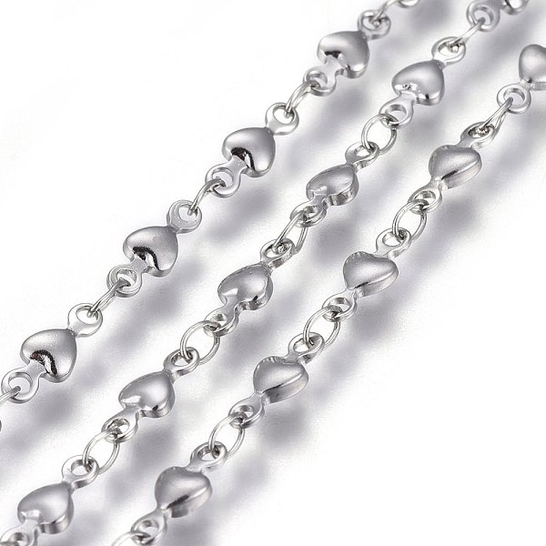 

PandaHall 304 Stainless Steel Link Chains, Soldered, Heart, Stainless Steel Color, 8.5x3x1.5mm 304 Stainless Steel