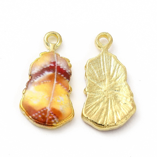 

PandaHall Rack Plating Alloy Pendants, Printed, Lead Free & Cadmium Free & Nickel Free, Leaf Charm, Light Gold, Gold, 19x10.5x2.5mm, Hole...