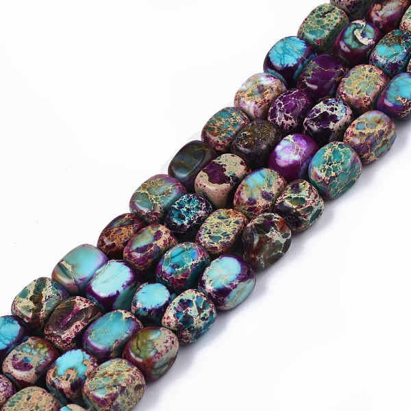 

PandaHall Natural Regalite/Imperial Jasper/Sea Sediment Jasper Beads Strands, Dyed, Cuboid, Purple, 7x6x6mm, Hole: 0.8mm, about 56pcs/strand...