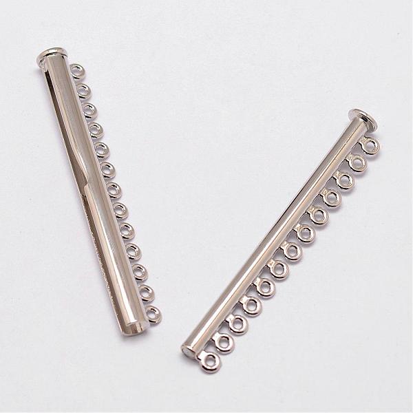 

PandaHall Alloy Magnetic Slide Lock Clasps, 13-Strand, 26-Hole, Tube, Platinum, 72x13.5x7mm, Hole: 2mm Alloy