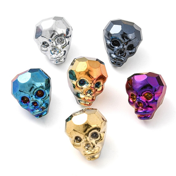 

PandaHall Electroplate Glass Bead, Metallic, Faceted, Skull, Mixed Color, 16x13x14~14.5mm, Hole: 1.6mm Glass Skull Multicolor