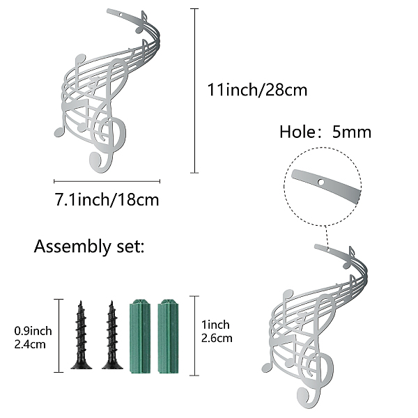 

PandaHall CREATCABIN Music Notes Wall Art Metal Vintage Treble Clef Wall Decor Black Wall Signs Hanging Sculpture for Home Bedroom Kitchen...