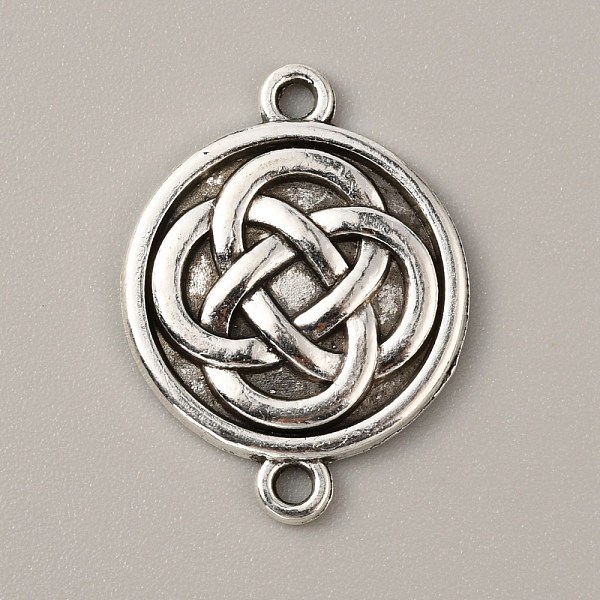 

PandaHall Tibetan Style Alloy Knot Connector Charms, Flat Round, Flower Pattern, 26.5x20x2.5mm, Hole: 1.8mm Alloy Flower