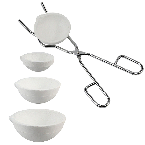 

PandaHall CHGCRAFT Metal Melting Tool Sets, including 3Pcs Mini DIY Crucible, Quartz Melting Vessel and 1Pc Iron Crucible Tongs, White...