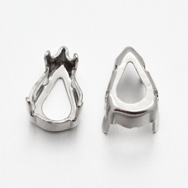 

PandaHall Flat Teardrop Brass Sew on Prong Settings, Claw Settings for Pointed Back Rhinestone, Open Back Settings, Platinum, 13x8x0.4mm...