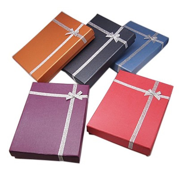 

PandaHall Cardboard Jewelry Set Boxes, for Necklaces, Rings and Earrings, with Bowknot, Rectangle, Mixed Color, 180x130x33mm Paper Rectangle..., Multicolor
