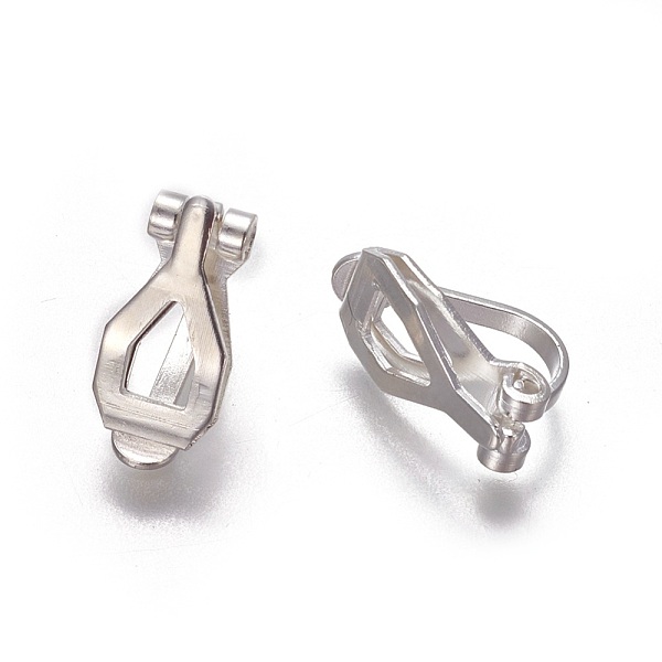 

PandaHall Brass Clip-on Earring Findings, Silver Color Plated, 12.5x6x8.5mm Brass