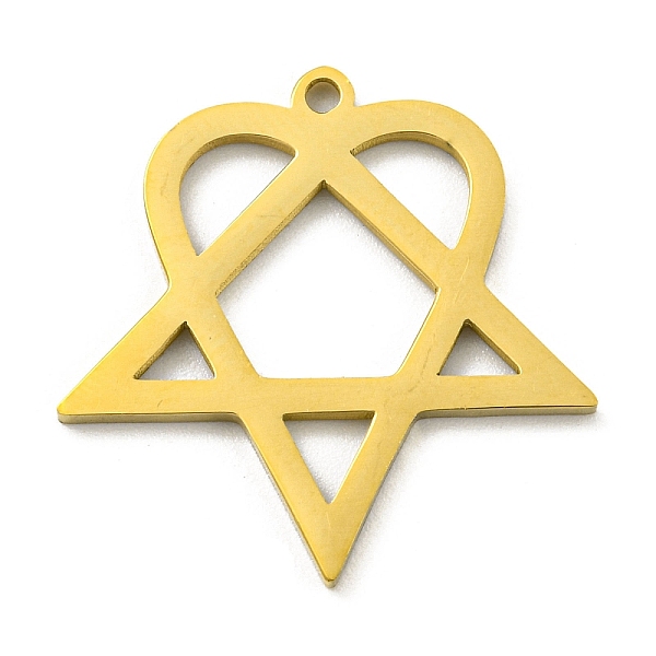 

PandaHall 304 Stainless Steel Pendants, Laser Cut, Triangle with Heart Charm, Golden, 24x24x1mm, Hole: 1.5mm 304 Stainless Steel Triangle