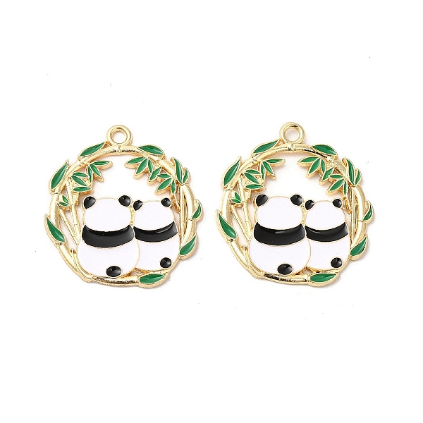 

PandaHall Alloy Enamel Pendants, Cadmium Free & Nickel Free & Lead Free, Golden, Flat Round with Panda Pattern Charm, Black, 27x25x1.3mm...