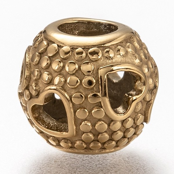 

PandaHall 316 Surgical Stainless Steel European Beads, Large Hole Beads, Hollow, Rondelle & Heart, Golden, 11x9.5mm, Hole: 4.5mm 316...