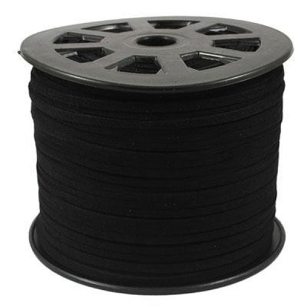 

PandaHall Faux Suede Cords, Faux Suede Lace, Black, 5x1.5mm, 100yards/roll(300 feet/roll) Faux Suede Black