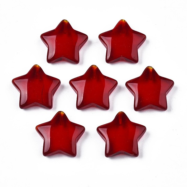 

PandaHall Transparent Spray Painted Glass Beads, Five-pointed Star, Dark Red, 19x20x5.5mm, Hole: 1.2mm Glass Star