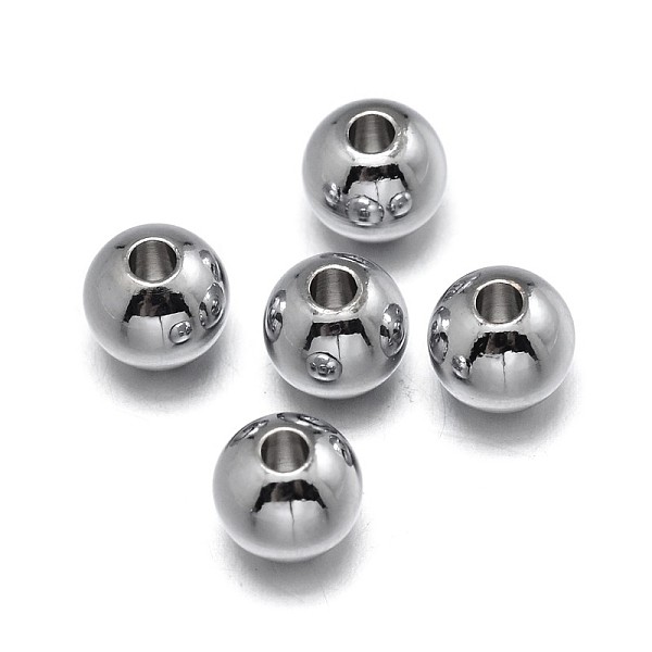 

PandaHall Brass Beads, Lead Free & Nickel Free & Cadmium Free, Solid Round, Real Platinum Plated, 6mm, Hole: 3mm Brass Round