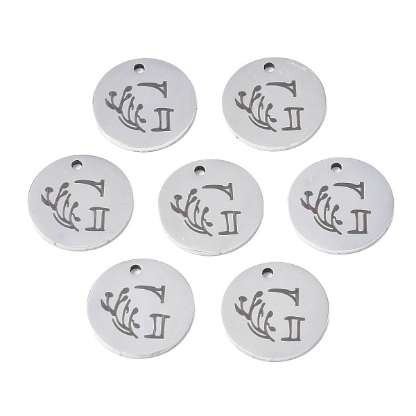 

PandaHall 304 Stainless Steel Charms, Laser Cut, Designed Letter Engraved, Flat Round, Stainless Steel Color, Letter.G, 14x1mm, Hole: 1.2mm...