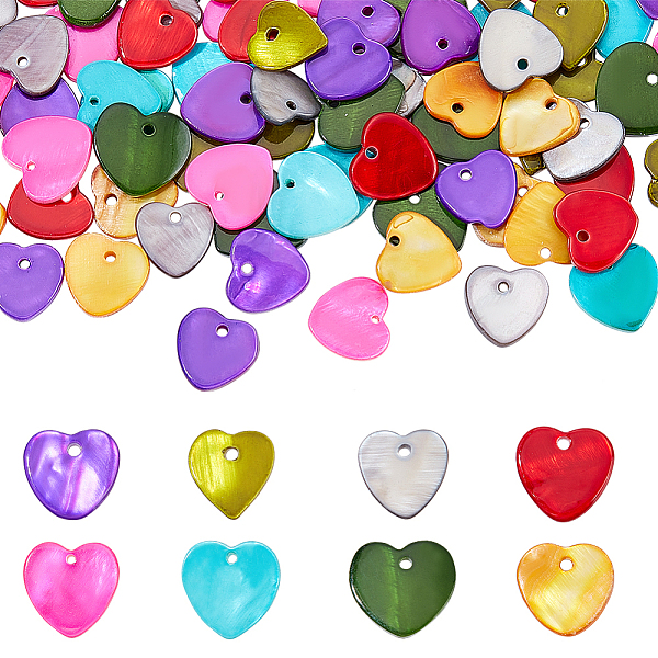 

PandaHall AHANDMAKER 80 Pcs Heart Shell Beads, 8 Colors 13mm Dyed Shell Heart Beads, Ocean Beach Style Natural Freshwater Shell Charm Shell..., Multicolor