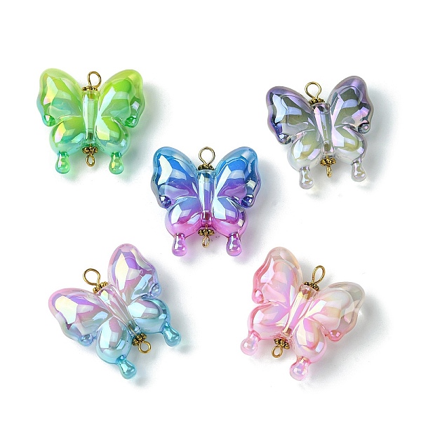 

PandaHall UV Plating Rainbow Iridescent Acrylic Connector Charms, Butterfly Links, Mixed Color, Golden, 30x29.5x9mm, Hole: 2~3.5mm Acrylic..., Multicolor